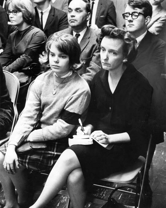 My mom and I at a Des Moines, Iowa, school board meeting in 1965.